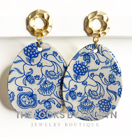 chinoiserie easter earrings | blue china earrings