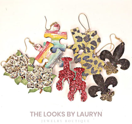 glitter wood earrings - the looks by lauryn