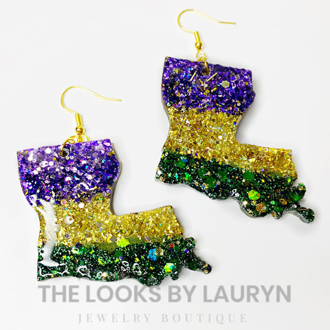 Mardi Gras Earrings Louisiana Stripes - The Looks by Lauryn
