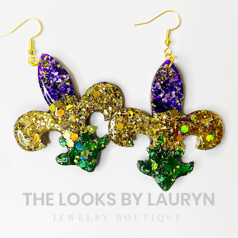 mardi gras earrings fleur de lis- The Looks by Lauryn