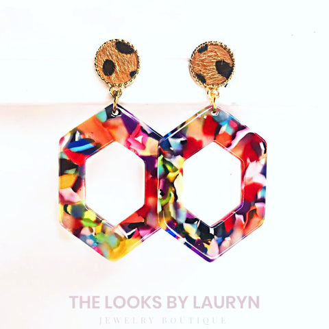 rainbow hexagon earrings - the looks by lauryn