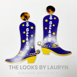 LSU cowgirl boot earrings