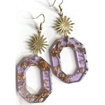 Gold Foil and Purple Octagon Earrings - The Looks by Lauryn