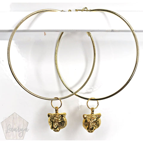 Gold Tiger Hoops - The Looks by Lauryn