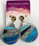 blue ornament christmas earrings - the looks by lauryn