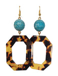 Tortoise and Turquoise Octagon Acetate Earrings - The Looks by Lauryn