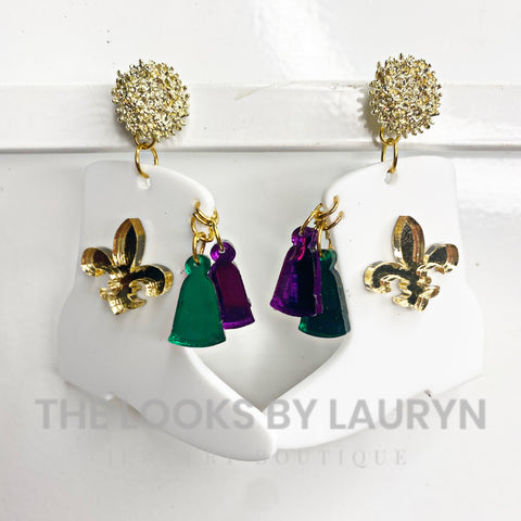 mardi gras boots earrings - drill boot earrings - the looks by lauryn