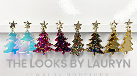 Acrylic Christmas Tree Earrings