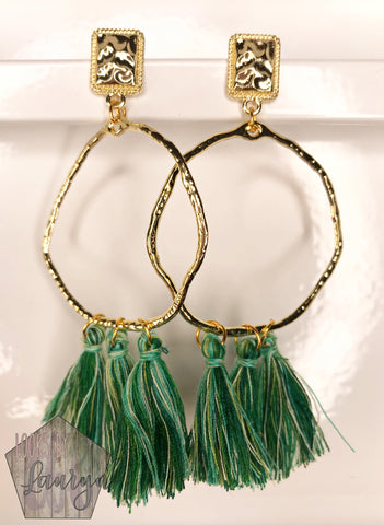 Green Tassel Earrings on Hoop - The Looks by Lauryn