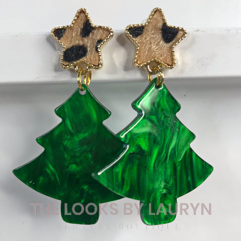 Acetate Christmas Tree Earrings