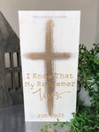 i know my redeemer lives wooden block sign