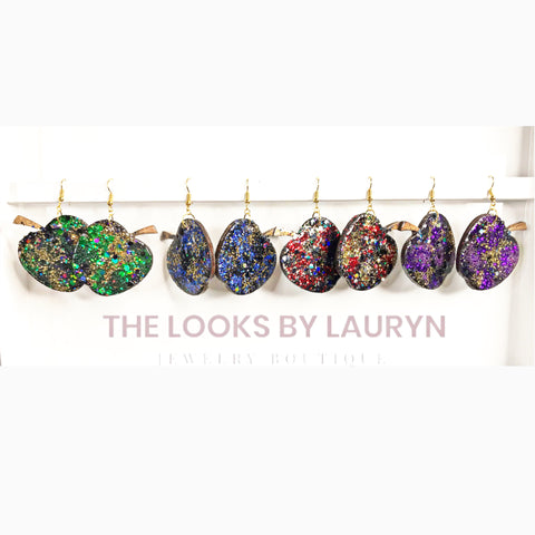 glitter apple earrings - the looks by lauryn