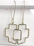 Brushed Gold or Silver Cross Earrings