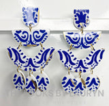 blue chinoiserie earrings - the looks by lauryn