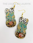 Leopard Print Peep Bunny Earrings