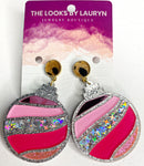pink christmas ornament earrings - the looks by lauryn