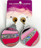 pink christmas ornament earrings - the looks by lauryn