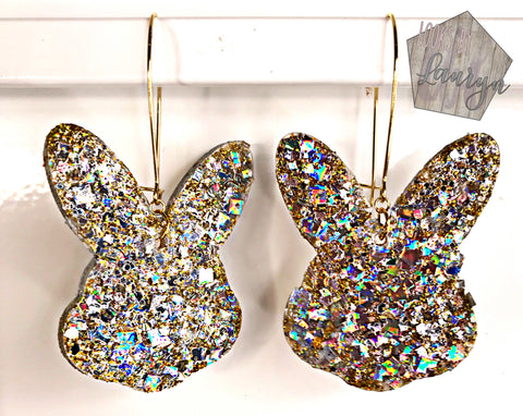 Gold Mirror Bunny Easter Earrings - The Looks by Lauryn