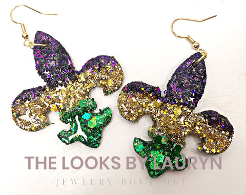 mardi gras earrings fleur de lis- The Looks by Lauryn