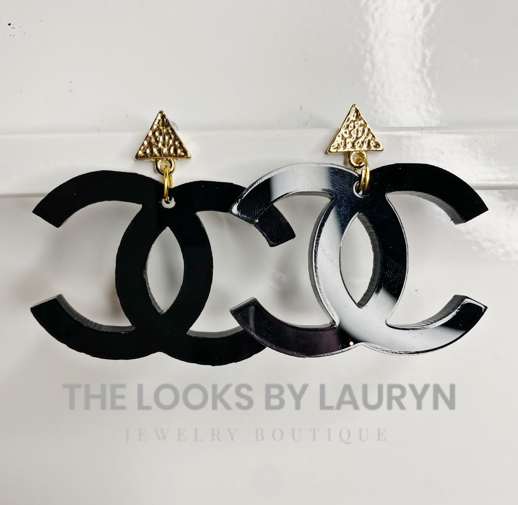 Black Acrylic Designer Inspired Earrings