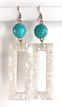 turquoise earrings - white rectangle earrings - the looks by lauryn - handmade jewelry
