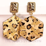 leopard print earrings with gold leaf - the looks by lauryn