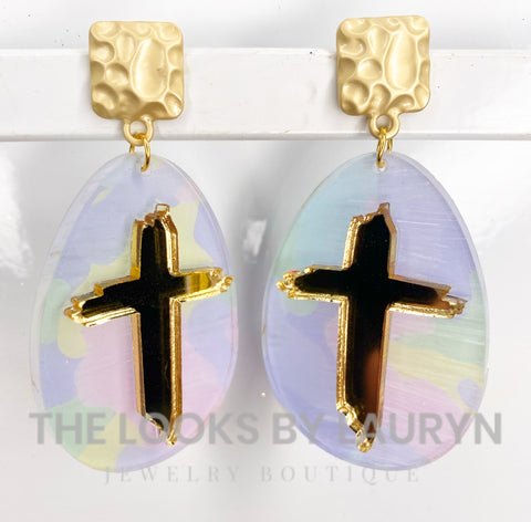 easter egg earrings with cross - the looks by lauryn