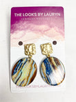 Blue and Brown Marble Earrings
