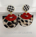 Leopard Print Lip Earrings