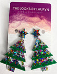 multicolor christmas tree  earrings - the looks by lauryn
