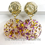 Purple and Gold Glitter Earrings