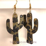 cactus earrings - leopard print