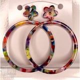 Multicolor Acetate Hoops with Flower Studs - The Looks by Lauryn