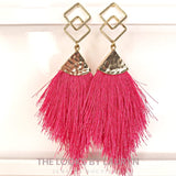 pink fringe earrings