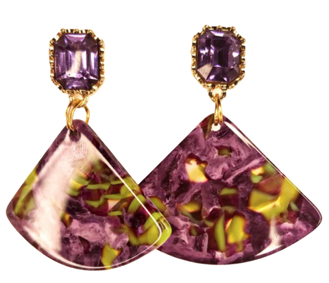 Purple and Green Acetate Earrings - The Looks by Lauryn