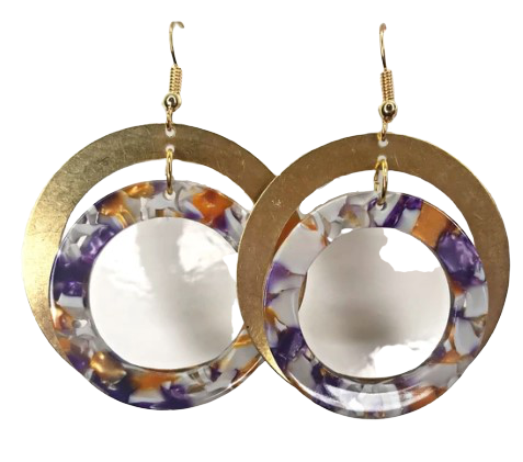 Purple and Gold Hoop Earrings - The Looks by Lauryn - LSU earrings
