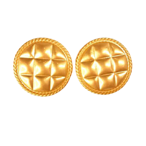 Quilted Gold Button Studs - The Looks by Lauryn