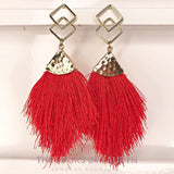 red fringe earrings