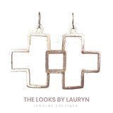Brushed Gold or Silver Cross Earrings - The Looks by Lauryn