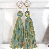 turquoise and yellow tassel earrings