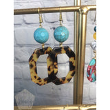 Tortoise and Turquoise Octagon Acetate Earrings - The Looks by Lauryn