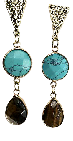 Turquoise and Brown Catseye Earrings - The Looks by Lauryn